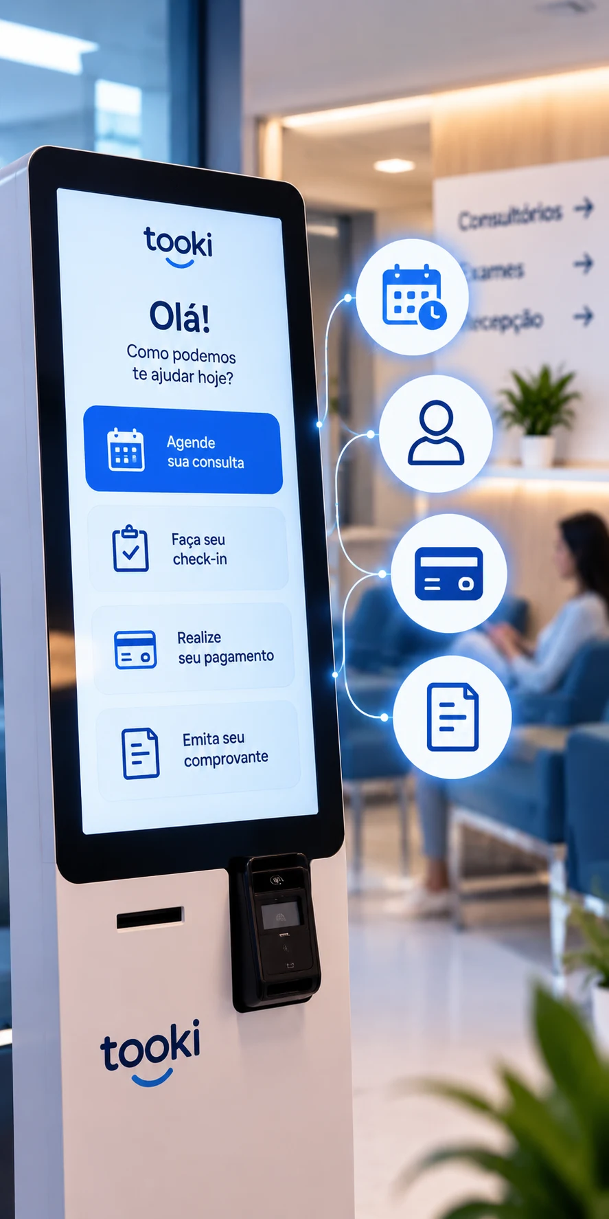 Totem de autoatendimento para fluxos de atendimento em clínicas e hospitais